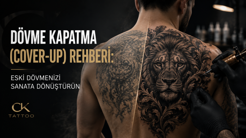 Dövme kapatma cover-up - eski dövmenin üzerine aslan dövmesi - CK Tattoo Antalya