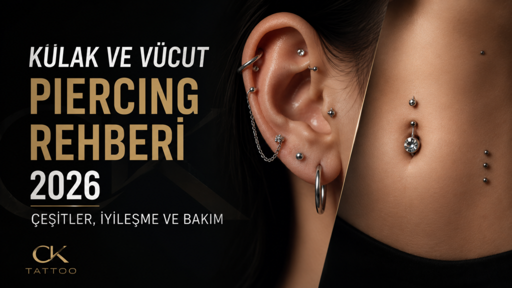 Kulak ve vücut piercing rehberi 2026 - çeşitler, iyileşme ve bakım - CK Tattoo Antalya